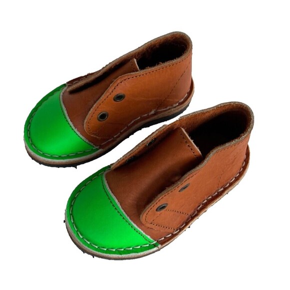 Brother Vellies Minis Leather Chukkas Brown & Green Baby Toddler Size 5  $150 - Picture 10 of 12
